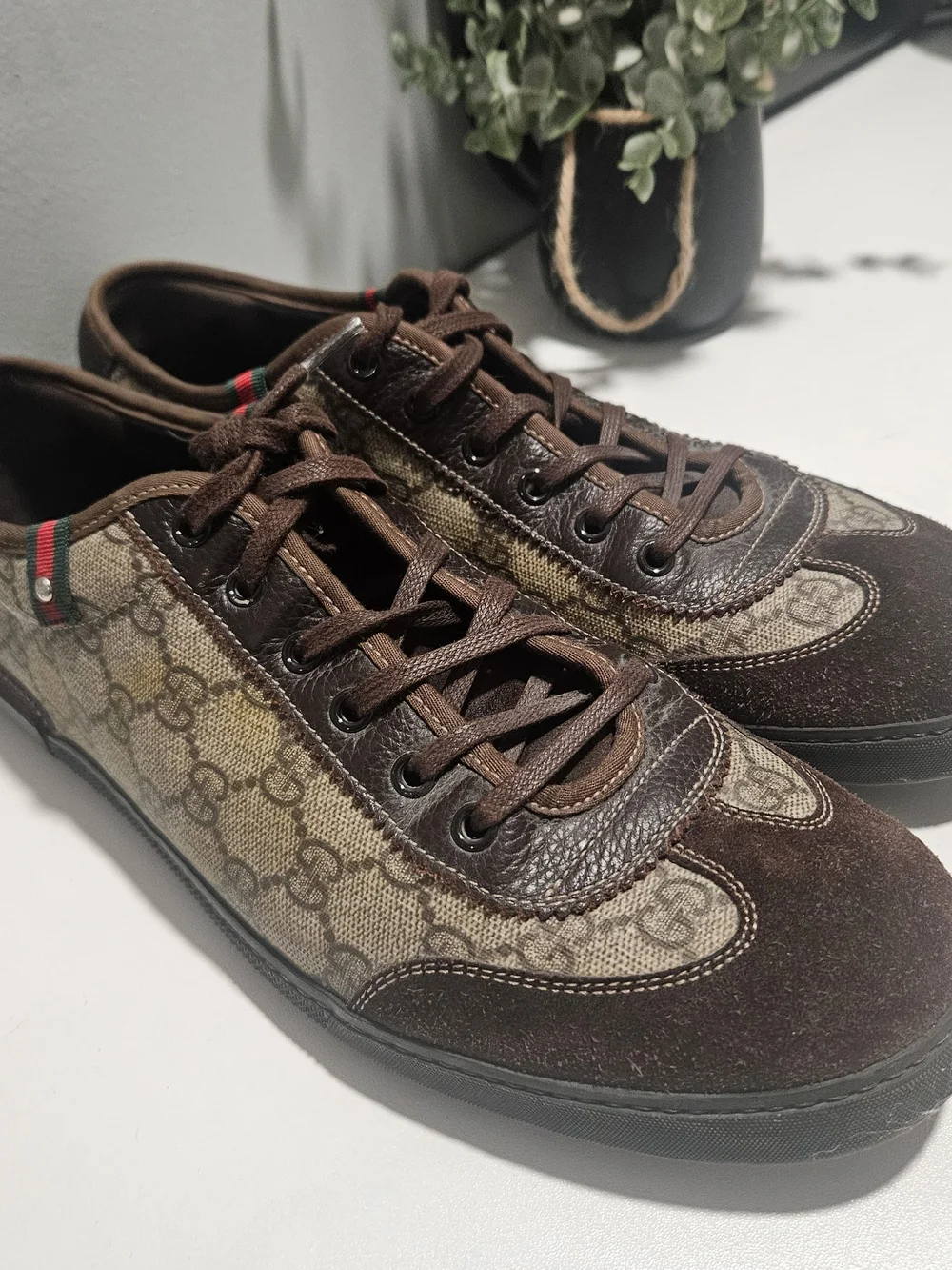 Gucci Brown Men's Lace-Up Casual Sneakers